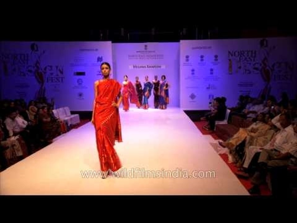 Models displaying the designs of Assamese designer Meghna Rai Medhi at NEDF