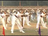 Huge number of army personnel in white performing drill