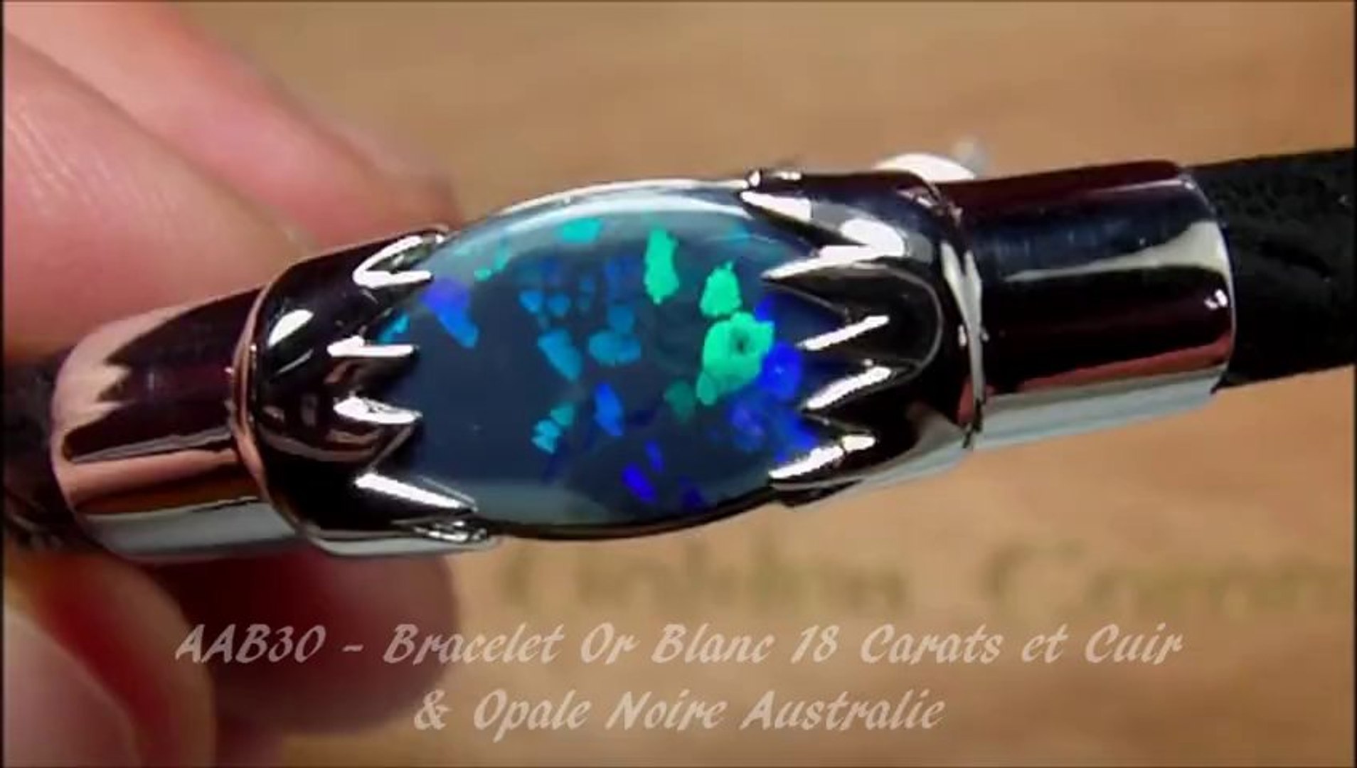 AAB30 - BIJOU OPAL ORION - Bracelet Homme Or Blanc 18 carats, Cuir Fleurus  & Opale Noire Australie Shamballa - Vidéo Dailymotion