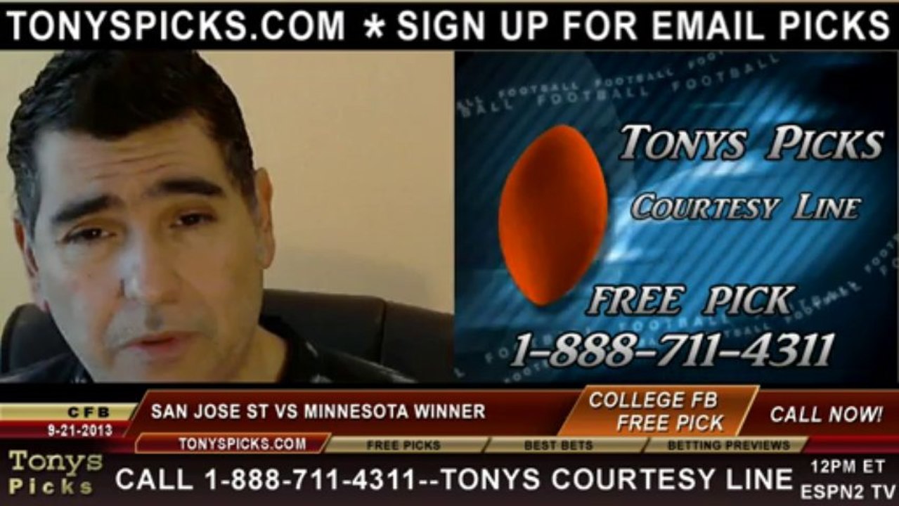 Minnesota Golden Gophers vs. San Jose St Spartans Pick Prediction NCAA College Football Odds Preview 9-21-2013
