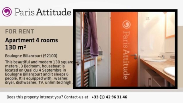 3 Bedroom Houseboat for rent - Boulogne Billancourt, Boulogne Billancourt - Ref. 8906