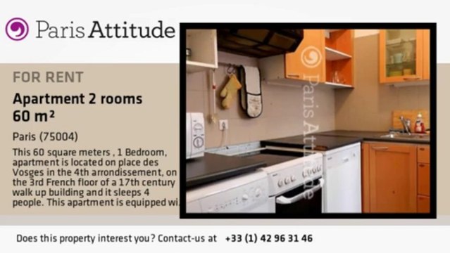 1 Bedroom Apartment for rent - Place des Vosges, Paris - Ref. 8856