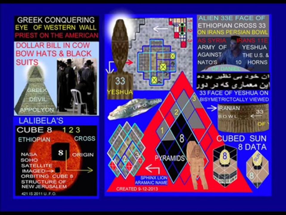 DO0ME OF THE ROCK WALL IMAGED ORBITING BLACK CUBE 10 OUTER SPACE  CORNERS OF THE ETHIOPIAN CROSS 1 2 3 - PYRAMIDS