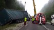 Accident camion-voiture en Haute-Saône : une grue pour relever le poids-lourd