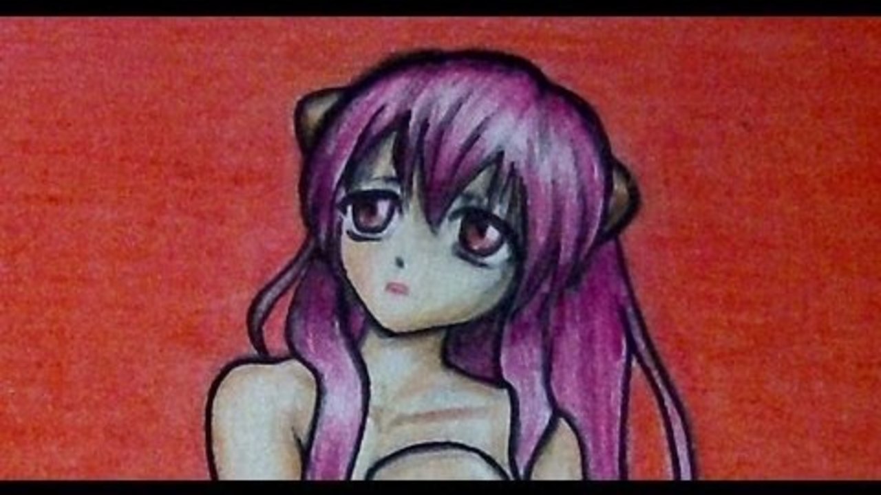 COMO DIBUJAR Y COLOREAR A LUCY DE ELFEN LIED