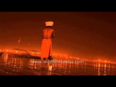 A holy saint performing rituals at Ardh kumbh Mela