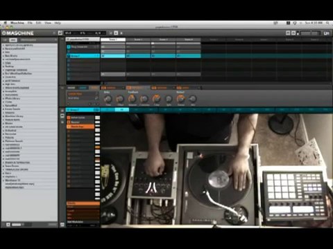 Scratching and mixing on the turntables using Native Instruments Maschine For The Beat