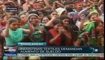 Trabajadores textiles de Blangadesh protestan por mejoras salariales