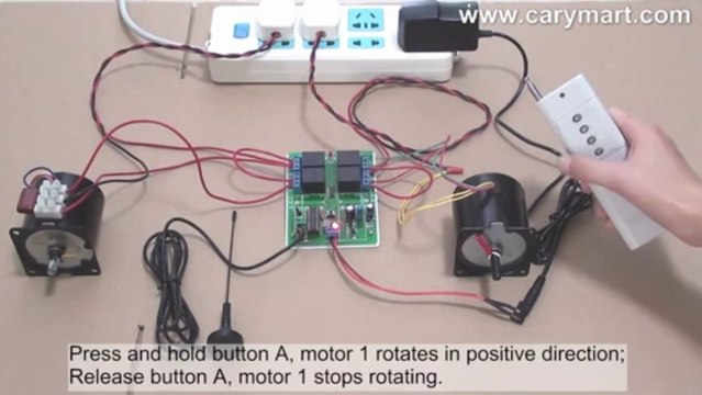 Long Range 4-Channel DC Remote Control Switch for 2 AC Motors' Rotation