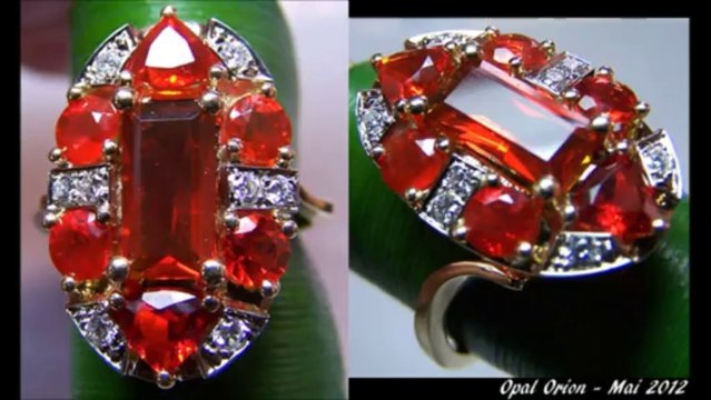 Processus creation bijou sur mesure. Bague en or 18 carats, opales de feu du mexique et diamants