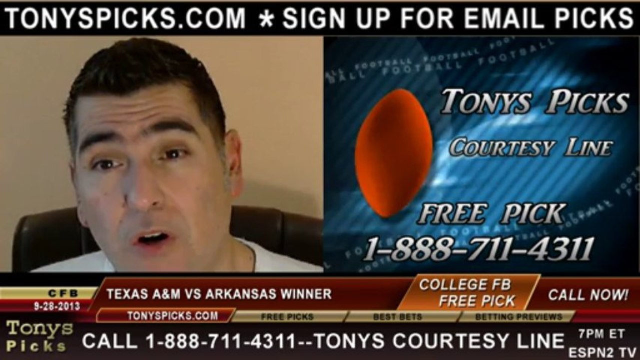 Arkansas Razorbacks vs. Texas A M Aggies Pick Prediction NCAA College Football Odds Preview 9-28-2013