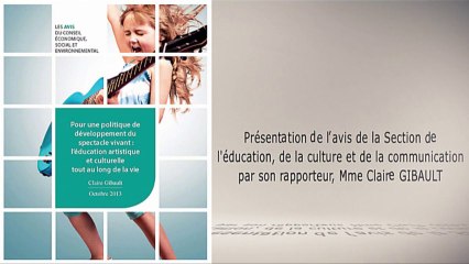 Pour une politique de développement culturel : l'éducation artistique tout au long de la vie - cese