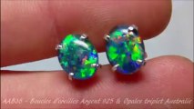 AAB35 - Bijou Opal Orion - Boucles d'oreilles argent 925 & opales triplet australie