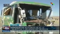 Choque de autobús en Puno, Perú deja 12 muertos