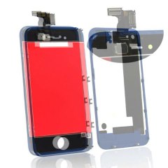 Hytparts.com-iPhone 4S Metalic Mirror Blue Conversion Kit Front Digitizer Screen Back Cover