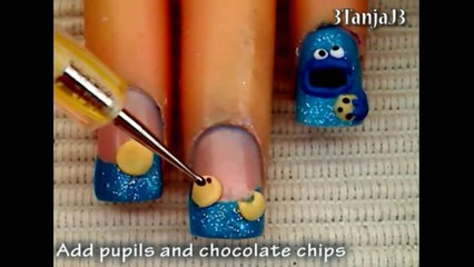 *Cookie Monster* 3D Acrylic Nail Art Design