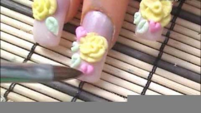 *Yellow Roses* 3D Acrylic Nail Art Design