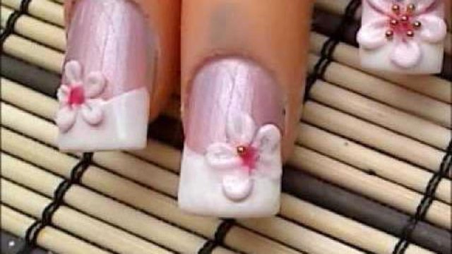 Asian Themed: *Cherry Blossom French Tip* Acrylic 3D Nail Art Design Tutorial