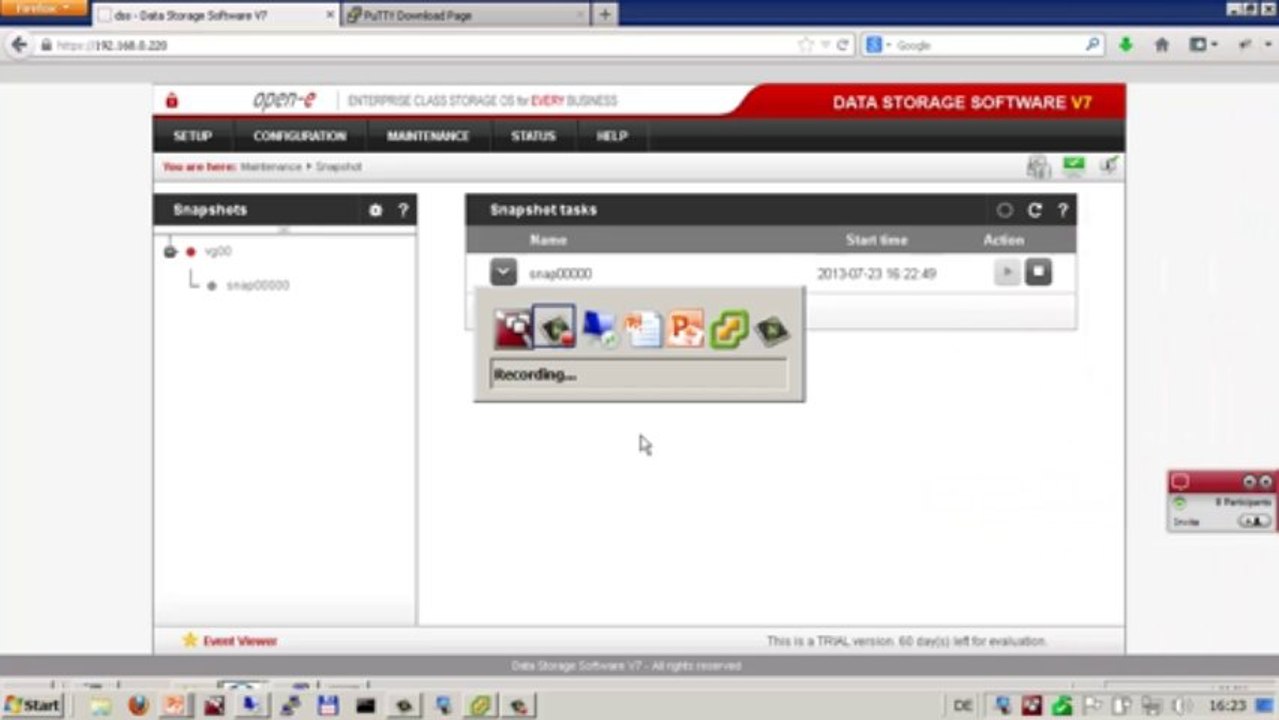 Script Control in Open-E DSS V7 mit CLI/API über SSH und PuTTY