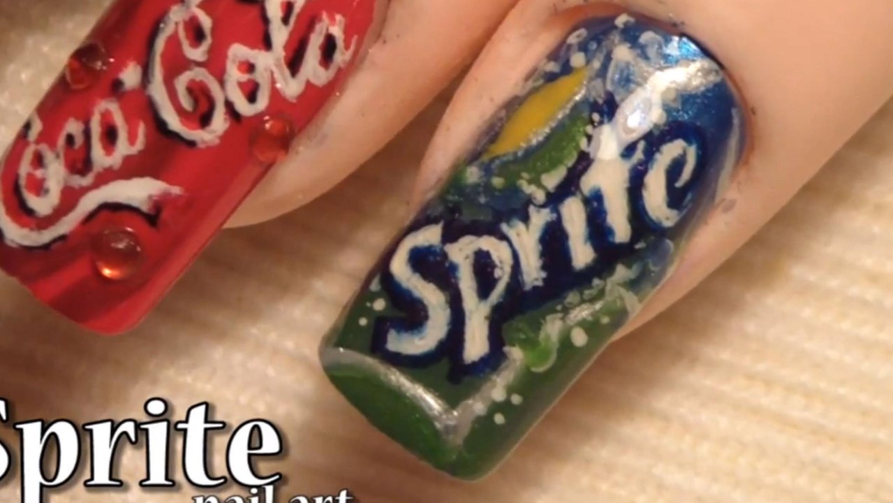 Sweets: Soda: *Sprite* nail art design tutorial