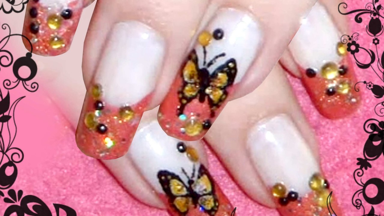 *Golden Butterflies* Nail Art Design