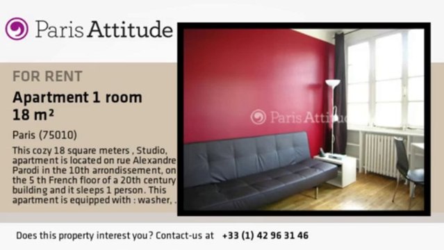 Studio Apartment for rent - Canal St Martin, Paris - Ref. 8779