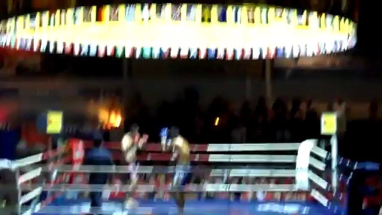 Thai Boxing Match - French Guy Gets Crushed