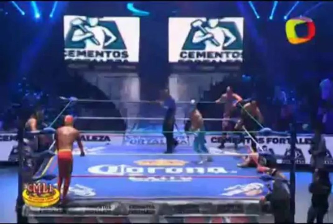 Fuego, Rey Cometa, Stuka Jr. vs Ishii, Namajague, Shigeo Okumura (CMLL