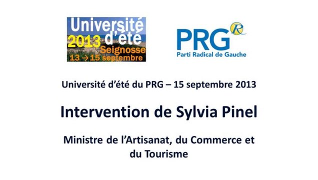 Université d'ete PRG 2013 - Discours de Sylvia Pinel