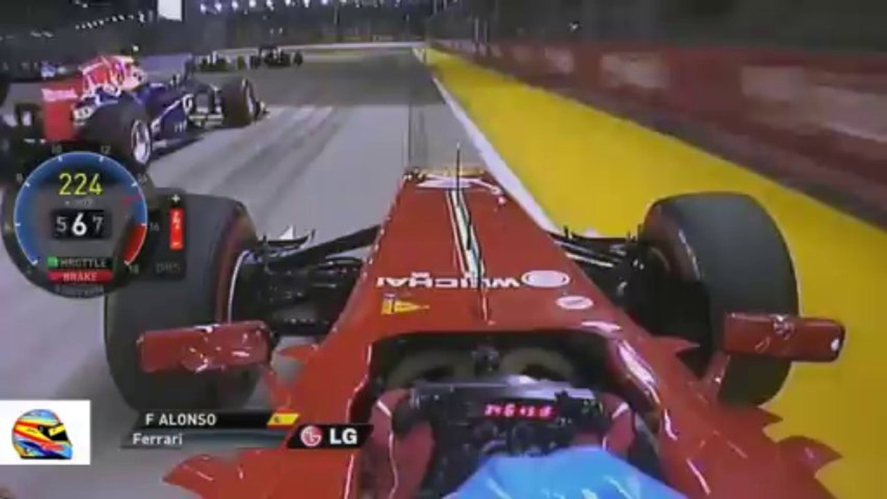 F1 2013 Singapore GP Alonso Race Start Onboard [HD]