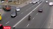 Motorbiker crashes into a Russian car!