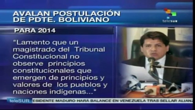 Tribunal de Bolivia defiende postulación a reelección de Evo Morales