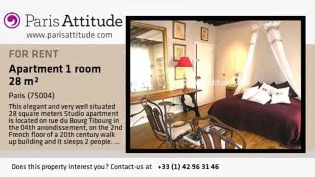 Studio Apartment for rent - St Paul, Paris - Ref. 3722