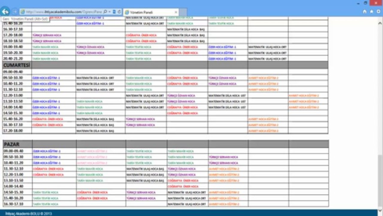 Bolu İhtiyaç Akademi - Ders Seçimi
