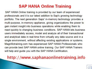 SAP HANA ONLINE TRAINING MUMBAI@www.magnifictraining.com