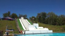 Impressive slip'n slide launches in giant pool!!! Great gopro footage!!