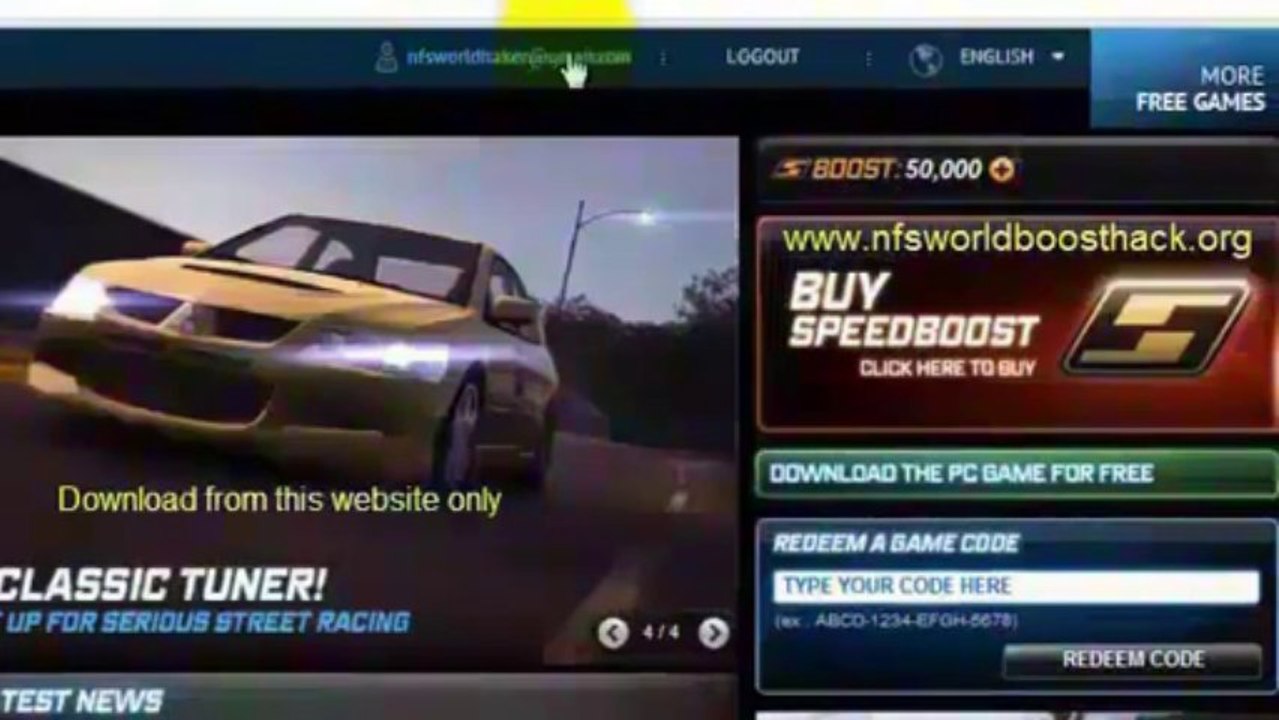 Need For Speed World Boost Hack  for Free