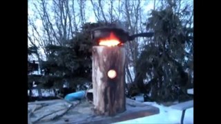 Wooden Wood Rocket Stove.wmv