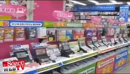 Süpermarketten deprem anı