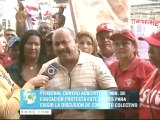 Personal obrero protesta frente al Ministerio de Educación