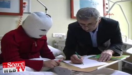 Teneke patlayınca yüzü yandı