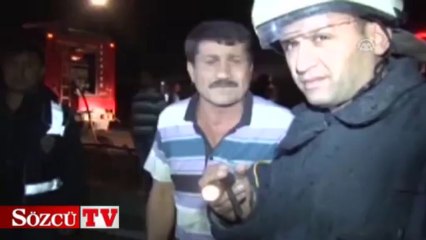 Kamyon alev alev yandı