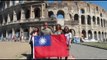 Taiwanese girls travel across Europe with flag in show of patriotism