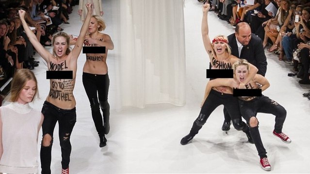 Topless FEMEN Protesters Invade Paris Fashion Week