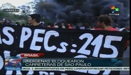 Indígenas guaraníes brasileños cierran carretera
