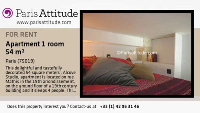 Alcove Studio Apartment for rent - Crimée, Paris - Ref. 7722