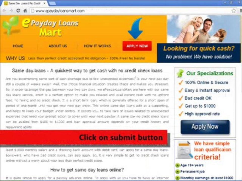 Same Day Loans No Credit Check | Short Term Loans | Payday Loans Online