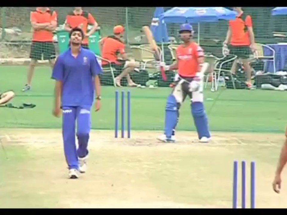 Rajasthan Royals players practice hard in nets