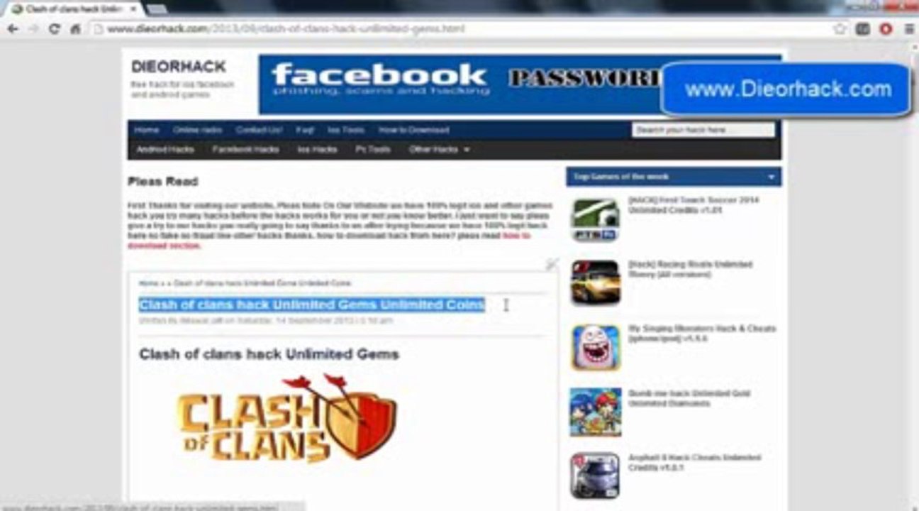 Clash of clans Hack Cheat @ FREE Download October 2013 Update