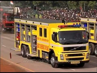 Delhi Fire brigade service vehicle displayed on Republic Day